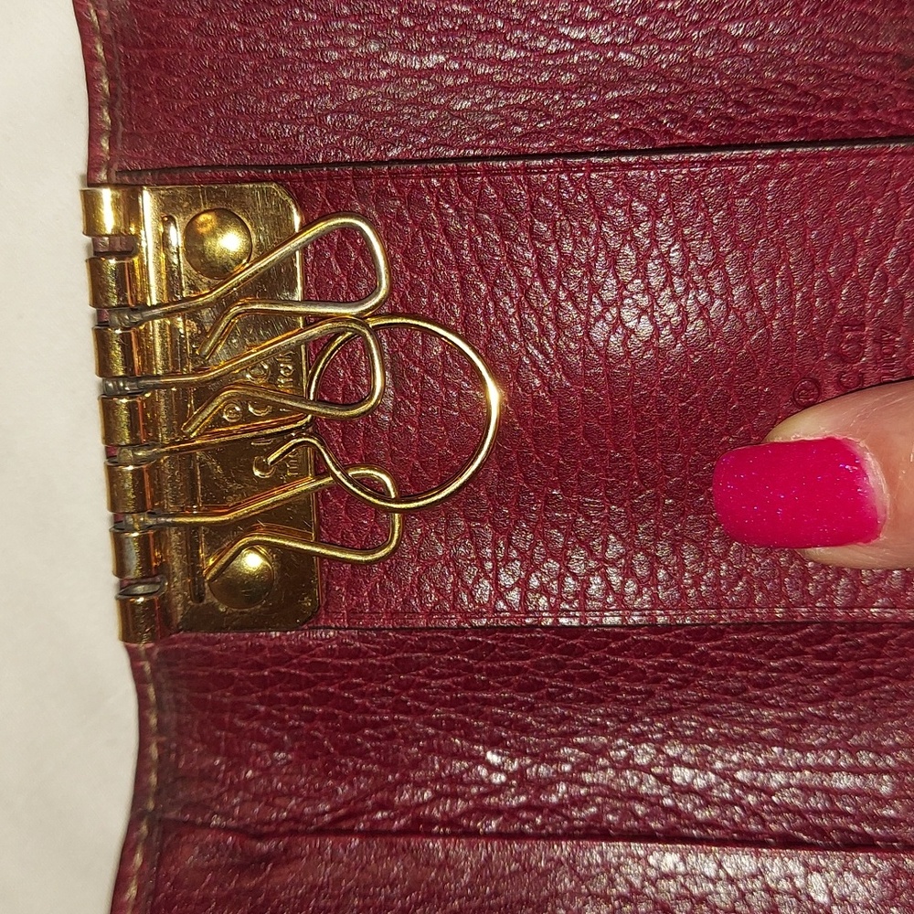 GUCCI SHERRY LINE GG Logo Canvas   Key Case Rare Burgundy Brown Cream Colorway. - Picture 7 of 9